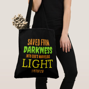 Christian Anti Halloween SAVED FROM DARKNESS Tote Bag