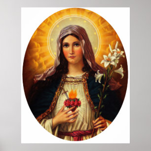 Christian Art of Sacred Heart of Jesus and Mary Poster