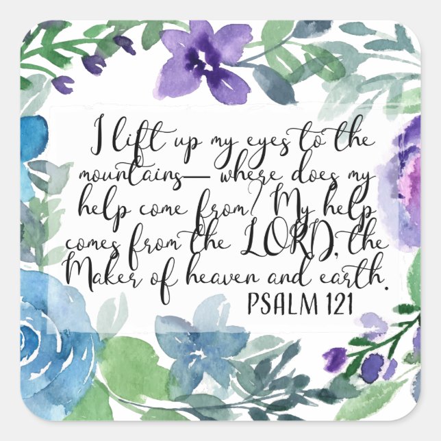 Christian art Psalm 121 Square Sticker (Front)
