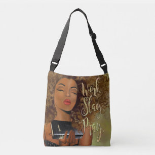 Christian Art Work Slay Pray Cross Body Tote Bag