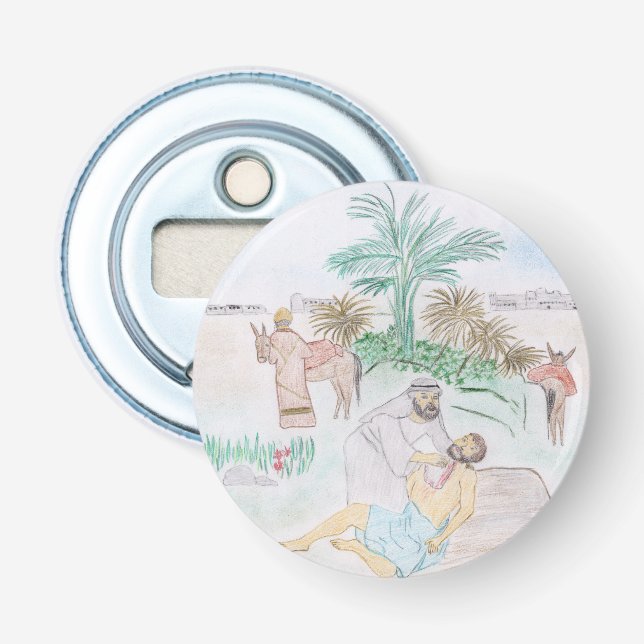 Christian Artwork The good Samaritan Bottle Opener (Front)