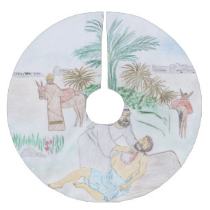 Christian Artwork The good Samaritan Brushed Polyester Tree Skirt