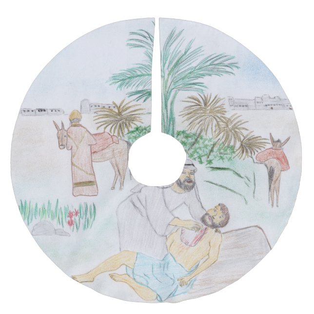 Christian Artwork The good Samaritan Brushed Polyester Tree Skirt (Front)