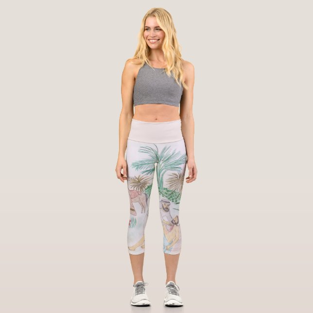 Christian Artwork The good Samaritan Capri Leggings (Front)