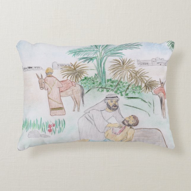 Christian Artwork The good Samaritan Decorative Cushion (Front)
