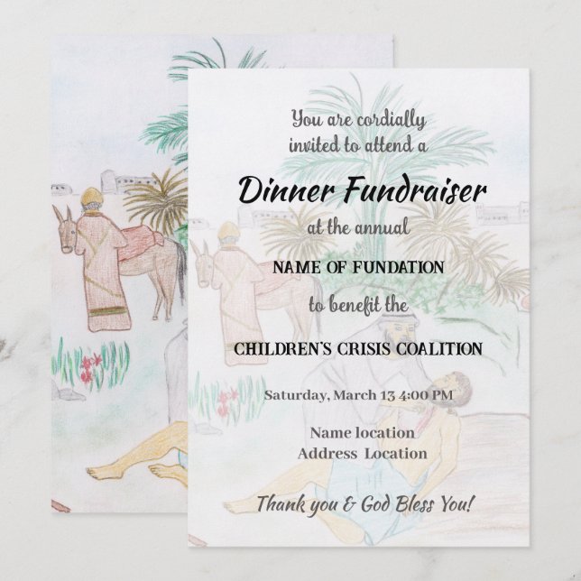 Christian Artwork The good Samaritan Invitation (Front/Back)