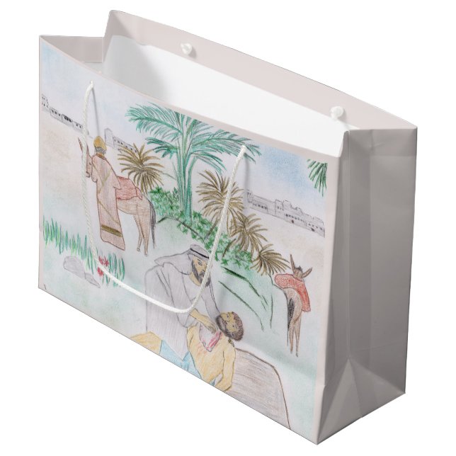 Christian Artwork The good Samaritan Large Gift Bag (Front Angled)