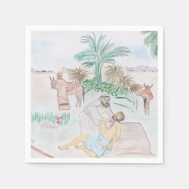 Christian Artwork The good Samaritan Napkin (Front)