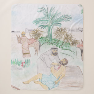 Christian Artwork The good Samaritan Sherpa Blanket