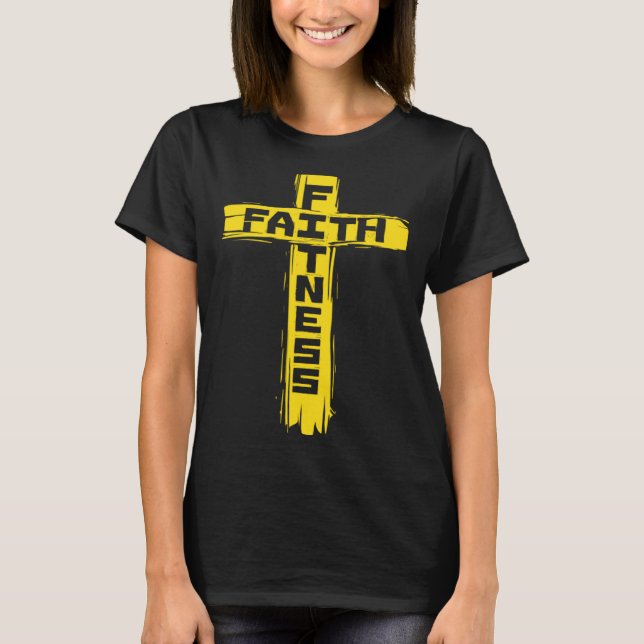 Christian Athletes  Faith & Fitness  Jesus Cross T-Shirt (Front)