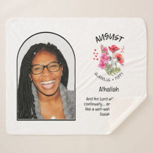 Christian AUGUST Birth Month Flower NAME PHOTO Sherpa Blanket