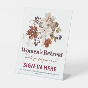 Christian Autumn Floral Women's Retreat Pedestal Sign