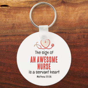 Christian AWESOME NURSE SERVANT HEART Customisable Key Ring