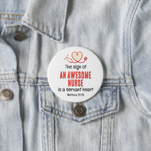 Christian AWESOME NURSE SERVANT HEART Customizable 7.5 Cm Round Badge
