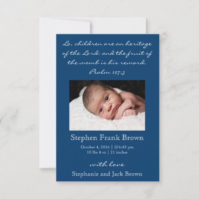 Christian Baby Boy Birth Announcement (Front)