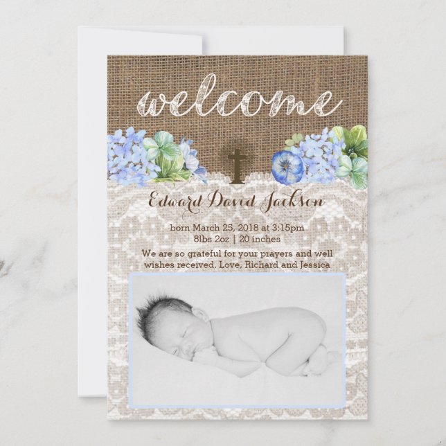 Christian Baby Boy Birth Announcement Cards (Front)