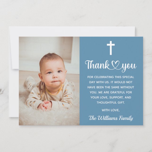 Christian Baptism Christening Communion Religious Thank You Card (Front)