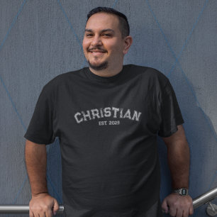 Christian Baptism Date Distressed Typography T-Shirt