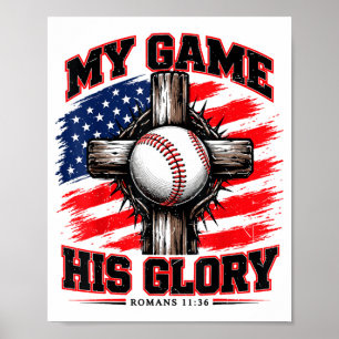Christian baseball faith game glory baseball cross poster