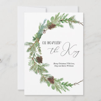 Christian Based Watercolor EvergreenChristmas Card