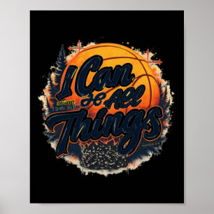 Christian Basketball Faith Over Fear Philippians 4 Poster