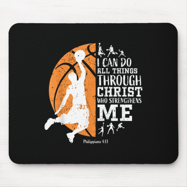 Christian Basketball I Can Do All Things Through C Mouse Mat (Front)