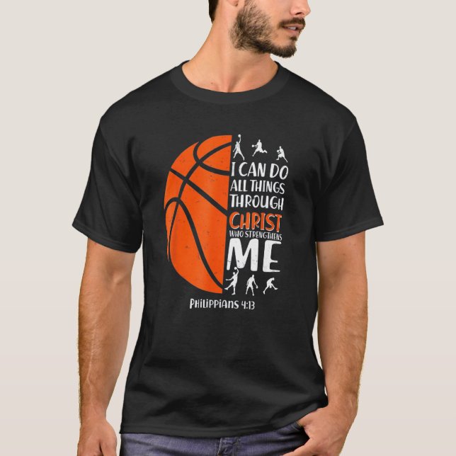 Christian Basketball  Men Boys Kids Religious T-Shirt (Front)