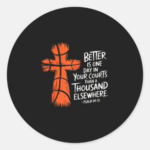 Christian basketball religious bible verse psalm classic round sticker