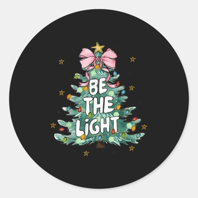Christian Be The Light Christmas Tree Bible Verse  Classic Round Sticker (Front)