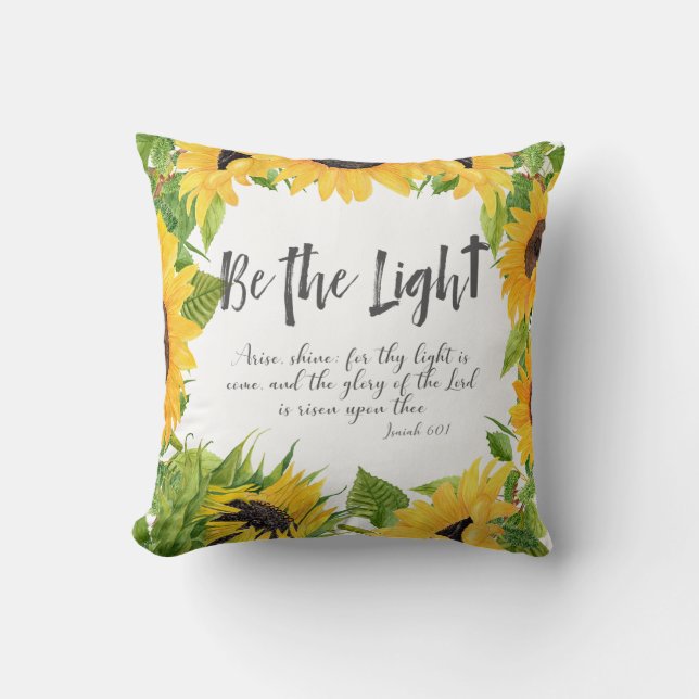 Christian Be the Light Sunflower Cushion (Front)