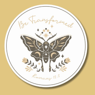 Christian Be Transformed Boho Butterfly Custom Classic Round Sticker
