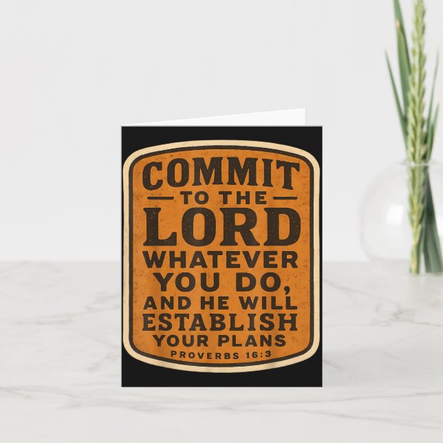 Christian Bible Commit To The Lord Whatever You Do Card (Front)