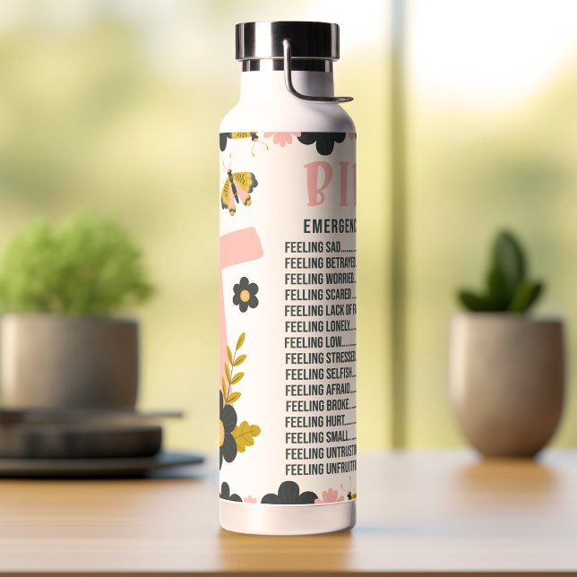 Christian Bible Emergency Numbers Water Bottle (Creator Uploaded)