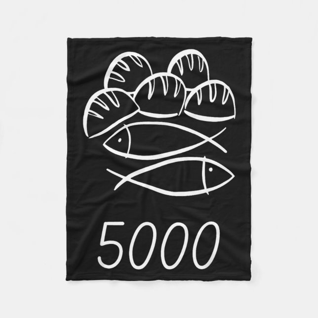 Christian Bible Jesus 2 Fishes 5 Breads Feed 5000  Fleece Blanket (Front)