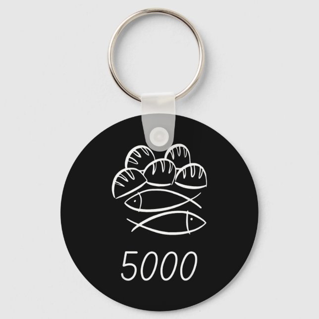 Christian Bible Jesus 2 Fishes 5 Breads Feed 5000  Key Ring (Front)