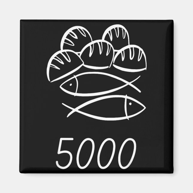Christian Bible Jesus 2 Fishes 5 Breads Feed 5000  Magnet (Front)