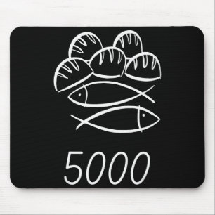 Christian Bible Jesus 2 Fishes 5 Breads Feed 5000 Mouse Mat