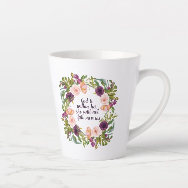 Christian Bible  Purple Blush Pink Floral Latte Mug (Right)