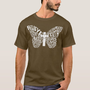 Christian Bible Quotes With Butterfly Motif T-Shirt