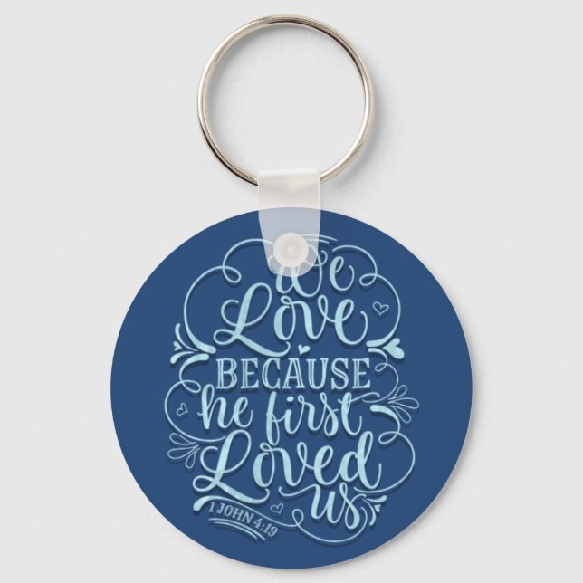Christian Bible Verse 1John Religious God Love Key Ring (Front)