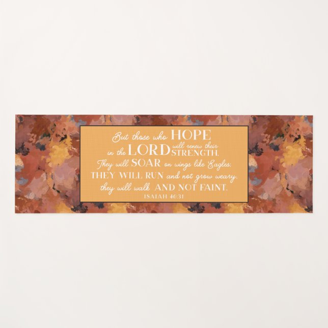 Christian Bible Verse Abstract Terracotta Pattern Yoga Mat (Front (Horizontal))