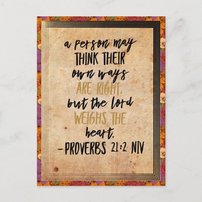 Christian Bible Verse Art Proverbs 21:2 Postcard (Front)