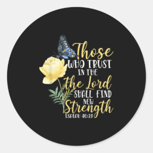 Christian Bible Verse Butterfly Rose Flower Isaiah Classic Round Sticker
