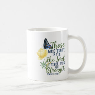 Christian Bible Verse Butterfly Rose Flower Isaiah Coffee Mug