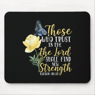 Christian Bible Verse Butterfly Rose Flower Isaiah Mouse Mat