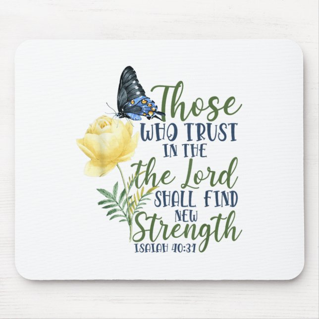 Christian Bible Verse Butterfly Rose Flower Isaiah Mouse Mat (Front)