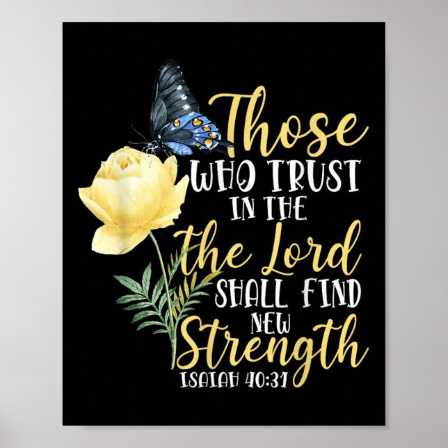 Christian Bible Verse Butterfly Rose Flower Isaiah Poster (Front)