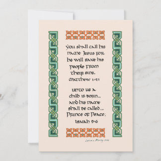 Christian Bible Verse Calligraphy Celtic Knot Holiday Card