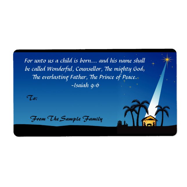 Christian Bible Verse Christmas Custom Gift Tag (Front)