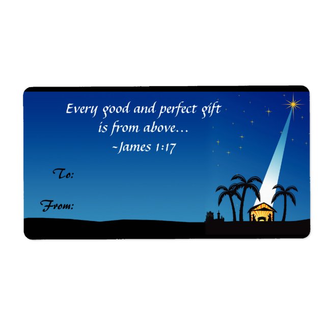 Christian Bible Verse Christmas Gift Tag Label (Front)